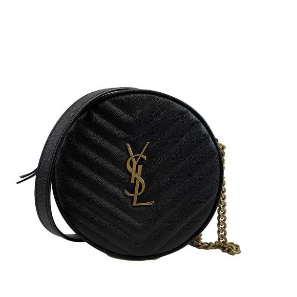 Yves Saint Laurent Handbags - SAINT LAURENT Vinyle YSL Round Quilted Grain de Poudre